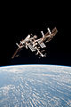 Photo of the ISS and Endeavour taken from Soyuz TMA-20.