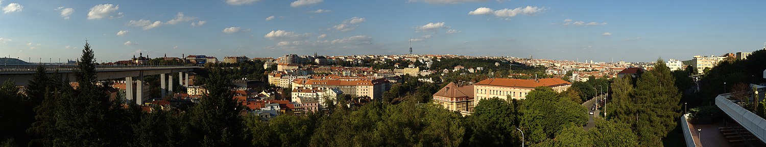 Panoramatická fotografia pri Nuselském moste na Vyšehradě