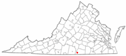 Location of Clarksville in Mecklenburg County, Virginia