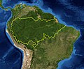 Image 4A map of the Amazon rainforest ecoregions. The yellow line encloses the ecoregions per the World Wide Fund for Nature. (from Ecoregion)