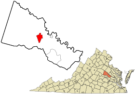 Hanover County Virginia incorporated and unincorporated areas Ashland highlighted.svg