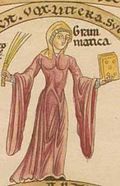 Grammatica, en Hortus Deliciarum, XIIvet kantved.