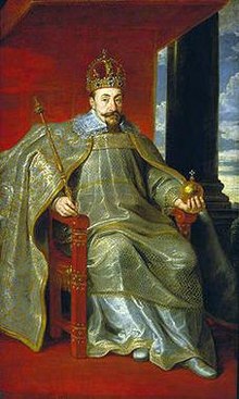 III. Zsigmond lengyel királyi koronával a fején