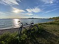 The Leslie Spit in late spring looking across the Main Harbour Channel towards the Toronto skyline.