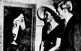 Charles Lloyd Jones mit Edwina Hordern auf der Ausstellung French Painting Today, Sydney 1953