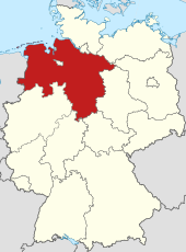 ドイツ国内におけるニーダーザクセン州の位置