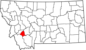 Map of Montana highlighting Silver Bow County