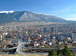 Dupnitsa in front of the highest mountain in Southeastern Europe - the Rila Mountain