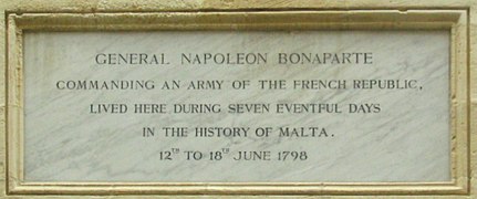 Plaque commemorating Napoleon's stay[22]