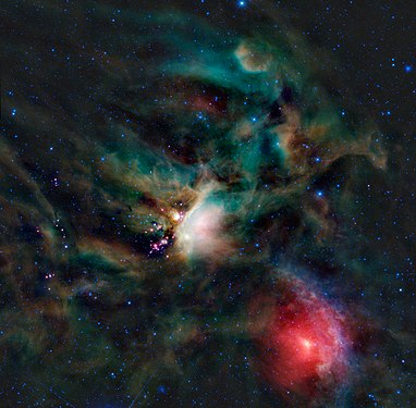 Infrared light veiw of Rho Ophiuchimolecular cloud complex (By NASA)