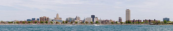 Panorama of downtown Buffalo, NY from Lake Erie
