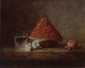 A Basket of Wild Strawberries (ca, 1760), oil on canvas, 38 x 46 cm., private collection