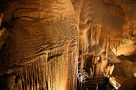 Travertine flowstone formation in Mammoth Cave, KY, USA