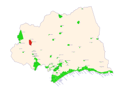 Розташування міста на мапі департаменту