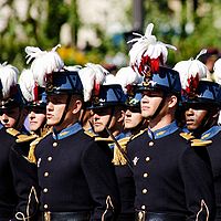 Officers during military parade on the Champs-Élysées, Paris