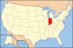 Harta Statelor Unite cu statul Indiana indicat