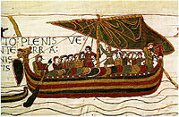 Norman ship of the invasion fleet, Bayeux Tapestry, 11th century