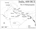 Anga, Vajji and Magadha on map of the Mahajanapadas.