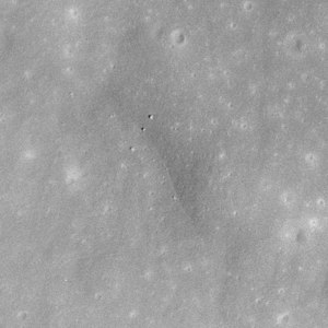 Apollo 17 panoramic camera image. Note the boulders near center which are visible in the ground-level image as well.