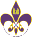The Hammurabi Assyrian Scout Association emblem incorporates elements of the Assyrian flag as well as the upper part of the stele of the Code of Hammurabi