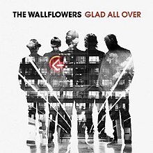 An outline of the members of the Wallflowers standing side-by-side on a white background with a city skyline in the shape of their bodies