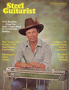 Tom Brumley on cover of Steel Guitarist magazine, January, 1980