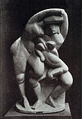 Alexander Archipenko, 1912, La Vie Familiale (Family Life). Exhibited at the 1912 Salon d'Automne, Paris and the 1913 Armory Show in New York, Chicago and Boston. The original sculpture (approx. six feet tall) accidentally destroyed