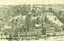 Drawing of an aerial view of Westminster