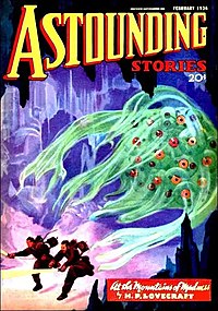 Hulluuden vuorilla oli Astounding Storiesin kansikuvanatarinana helmikuussa 1936.