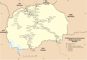Карта на железничката мрежа на Македонија