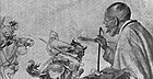 Художник-баталист Н. С. Самокиш работает над эскизами картины, 1933 год